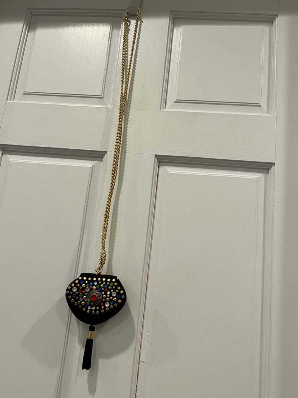 Vintage, Black Beaded Crossbody Purse with Tassel